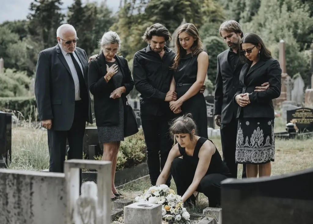 A family together at a funeral